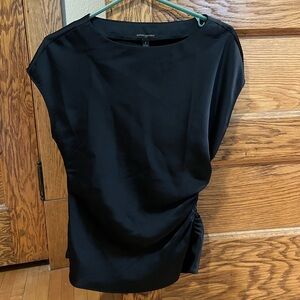 Banana republic silky black shirt with side ruching.